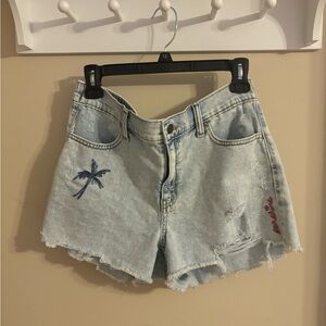 Aerie Blue Jean Shorts Distressed Vintage Style